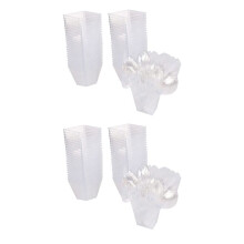 Lot de 100 Tasses à Dessert avec Cuillères, Ensemble de Bols à Dessert 60 Ml, Tasses à Dessert En Plastique Bricolage, Ensemble de Tasses