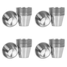 Paquet de 48 - Tasses à Sauce Condiment En Acier Inoxydable Brossé Premium Pots à ÉPices Bols à Trempettes Liquides - 2.5Oz 70Ml