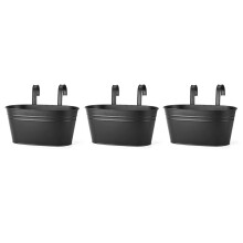 Hanging Flower Pots, Metal Iron Wall Flower Pots for Railing Balcony Garden Home Decoration(Black)3pcs