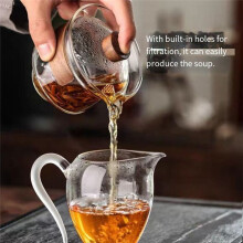 Glasbecher mit Hohem Borgehalt und Deckel, Wärmeisolierung Aus Holz, Chinesische Teeschüssel, Terrine, Reise-Teegeschirr-Set, 200 Ml