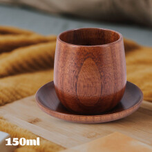 Japanischer Stil Holz Tasse Holz GroßEr Bauch Tasse Gunst Massiv Holz Retro Isolierte Teetasse Set Trinken Becher 150ML