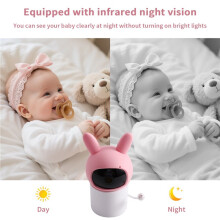 Babyphone 5 Zoll 2,4G-Verbindung Babykamera mit Geplanten Fütterungsalarmen, Temperaturüberwachung, Nachtsicht EU-Stecker