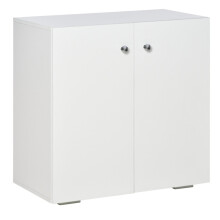 White Wooden Storage Cabinet with 2 Shelves