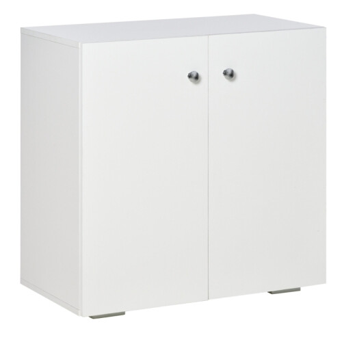 White Wooden Storage Cabinet with 2 Shelves