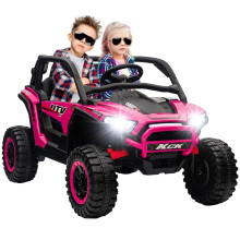 2 Seater 24V 7AH Ride on Truck, Battery Powered Electric Ride On Car w/ Remote, Suspension, 3 Speeds, Pink