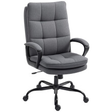 (Charcoal grey, Linen) Double Padded Linen-Look Office Chair - Charcoal
