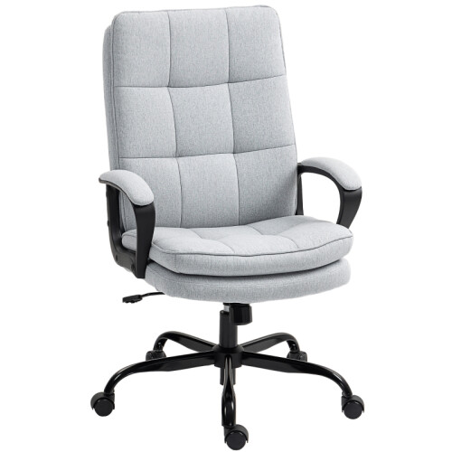 (LIGHT GREY, Linen) Double Padded Linen-Look Office Chair - Light Grey