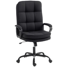 (Black, Linen) Double Padded Linen-Look Office Chair - Black