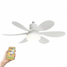 Ampoule LED E27 2 en 1 à luminosité réglable 40W, ventilateur de plafond à 6 pales avec télécommande
