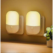 2 Pack Plug in Night Light with Dusk to Dawn Photocell Sensor, 5 Adjustable Brightness Levels, ON/Off/AUTO Modes, 3000K
