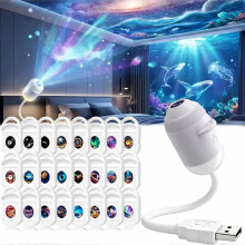 Projecteur de veilleuse holographique 5D dynamique intelligent HD, Plug and Play HD 2-en-1