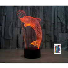XYC 3D Dauphin Télécommande 16 Couleurs Veilleuses Illusion Acrylique LED Table Lampe de Chevet Enfants Chambre Bureau D