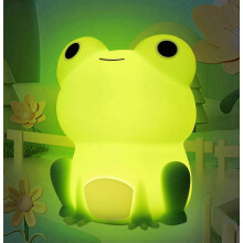 Cute Frog LED Night Light, Soft Silicone Touch Lamp for Kids, Portable Nursery Nightlight with Dimmable Timer, Kawaii Be