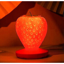 Strawberry Night Light, Cute Silicone Strawberry Lamp Nursery LED Cute Kids Night Light, 3 Modes Touch, Children's Bedsi