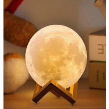 NSL Lighting 3D Moon Lamp Night Light Moon Light 3 LED Colors with Wooden Stand & Remote/Touch Control and USB Rechargea