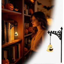 Halloween Söpö Ghost Holding Kirja Mini Riippuva Lyhty, Pehmeä Hehku Opiskelukulma Valo Lahja 1/2/3 KPL
