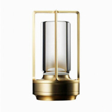 Lampe de table tactile en cristal rechargeable, alliage d'aluminium doré, veilleuse de chevet tricolore à intensité vari