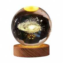 Lampa 3-palcová 7-farebná priehľadná kryštálová LED USB nabíjanie Saturn Galaxy Moon Night Light Darčeky pre dievčatá Ch