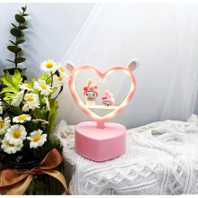 Luz nocturna de escritorio, protección para los ojos, bonita lámpara de noche decorativa con orejas de conejo para habit
