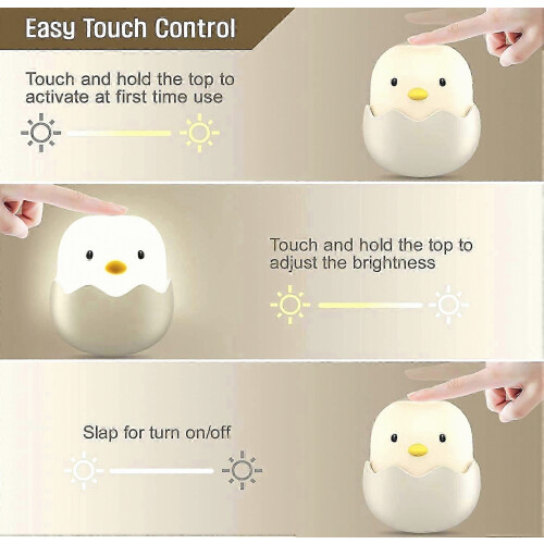 LED Child Night Light Rechargeable Eggshell Chicken Emotion Lamp with Touch Control 2