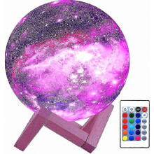 Lampe 3d en forme de lune pour enfants, veilleuse galaxie, 16 couleurs, lumière Led avec télécommande tactile Rechargeab