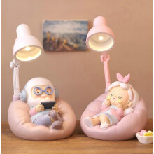 2 résine artisanat vieil homme vieille dame table de chevet décoration petite veilleuse cadeau d'anniversaire 8*8.5*13.5