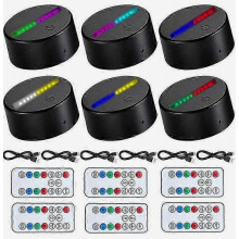 6PCS 3D lampová základňa LED nočné svetlo 7 farebných tónov LED lampová základňa s diaľkovým káblom USB