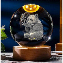 Panda 3D sculpté au laser boule de cristal coloré LED veilleuse anniversaire noël saint valentin cadeaux copines famille
