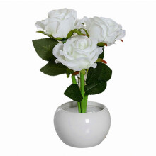 Veilleuse rose – Vase en céramique USB fausse fleur – pour cadeau romantique, décoration d'intérieur