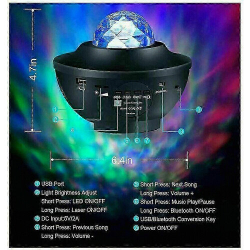 Phares étoiles à LED, phares rotatifs et amplificateurs à 21 modes ; télécommande 1