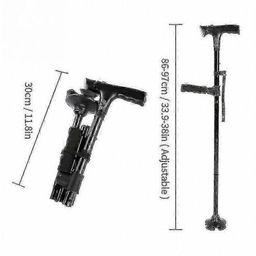 folding walking cane for elderly with led and alarm 2