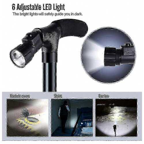 LED Walking Stick for Seniors, Adjustable Handle Foldable Light-Up Cane 1