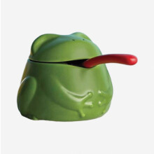 Cave à sel avec couvercle et cuillère, comptoir en forme de grenouille, porte-sel/sucre, accessoire cadeau de cuisine mi