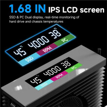 S50 M.2 2280 Solid State Drive Cooler with Intelligent Temperature Control PWM Turbine Fan IPS Color Screen MCU Black