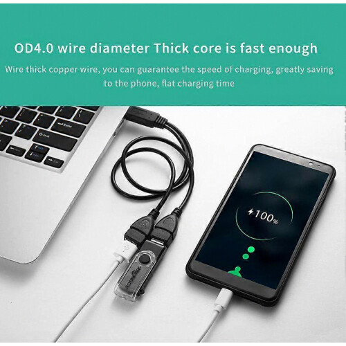 Καλώδιο μεταφοράς δεδομένων διανομέα USB 2.0 1 αρσενικό σε 2 θηλυκό 2
