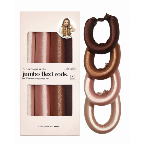Jumbo-Lockenwickler und Satin-Haargummis im Bundle mit 1