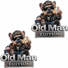 Hauska Old Man Edition -ajoneuvomerkki, 3D-kohokuvioitu metallinen ajoneuvomerkkitarra,
