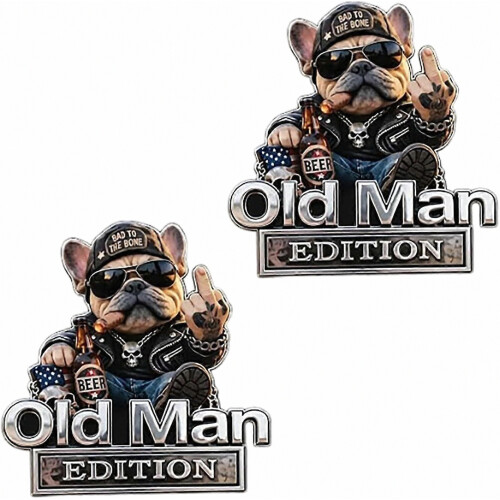 Funny Old Man Edition Vehicle Badge, τρισδιάστατο ανάγλυφο αυτοκόλλητο μεταλλικό