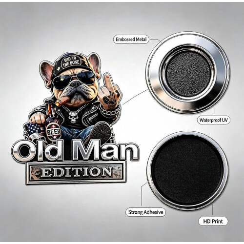 Funny Old Man Edition Vehicle Badge, τρισδιάστατο ανάγλυφο αυτοκόλλητο μεταλλικό 1