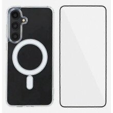 Compatibel voor Samsung Galaxy S24 FE transparant telefoonhoesje WANLONFENG LM-serie Compatibel met MagSafe met schermfi