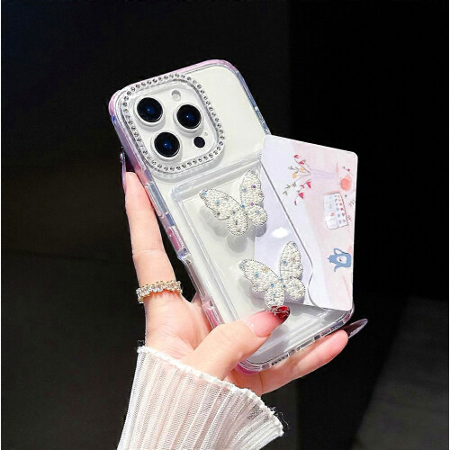 Συμβατό για iPhone 16 Pro Max Case Rhinestone Decor TPU + Κάλυμμα τηλεφώνου υπολογιστ 1