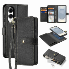Compatibel voor Samsung Galaxy S25 Edge Case DUX DUCIS Lawa-serie Afneembare magnetische koeienhuid lederen hoes Rits po