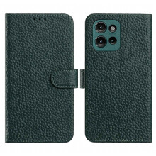 Compatibel voor Motorola Moto G 5G (2025) hoesje Portemonnee Stand Litchi Textuur Echt Koe Lederen Flip Telefoon Cover