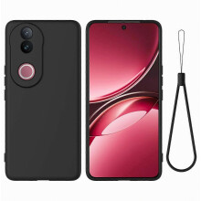Compatibel voor vivo V50 5G vloeibare siliconen hoes telefoon achterkant met draagriem