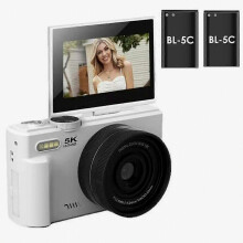 WD08 3,0 inch HD flip-screen digitale camera 5K videorecorder met 32GB kaart + kaartlezer (dubbele batterij)