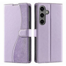 Compatibel voor Samsung Galaxy S24 hoesje met stippen bedrukt PU lederen flip-telefoonhoes met kaartsleuf, riem