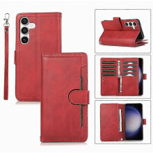 Compatibel voor Samsung Galaxy S24 hoesje Split lederen foliostandaard Meerdere kaartsleuven Telefoonhoes