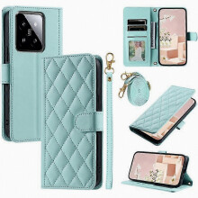 Compatibel voor Xiaomi 14 Case Stand View PU lederen flip-telefoonhoes met riem