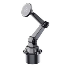 Magnetic Car Cup Holder Phone Mount with Wireless Charging for All Smartphones