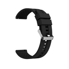 Premium Schwarzes Silikon Uhrenarmband - 22mm Silberschnalle